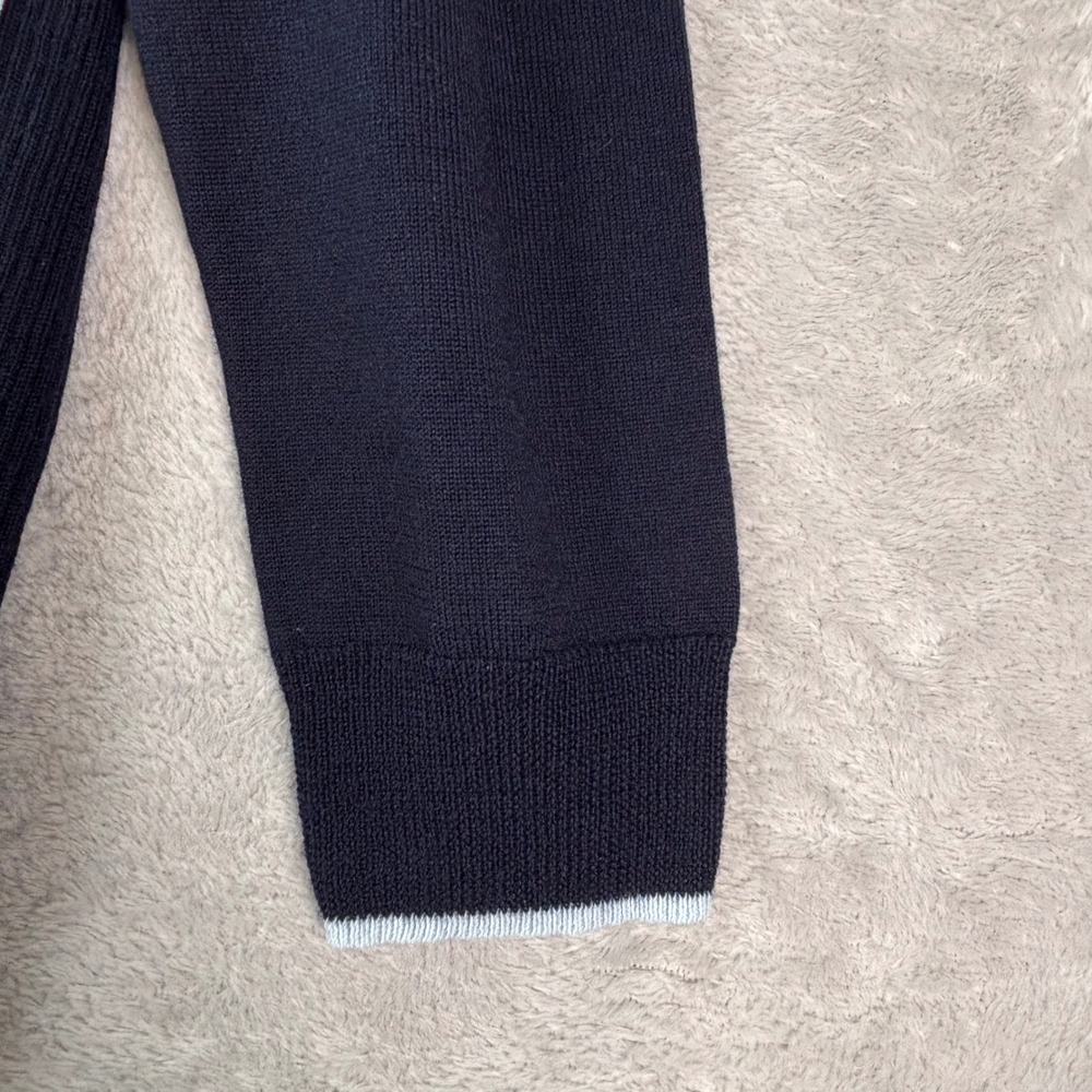 J.Crew‎ Women's Merino Wool Navy V-Neck Sweater White Trim Sz XS Athletic Style - Picture 6 of 10